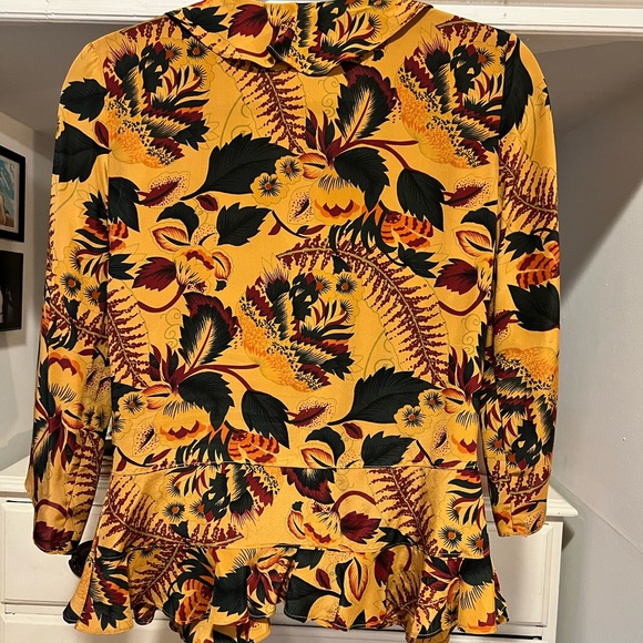 EUC Anthropologie Silk Floral Ruffle Peplum Blouse - Picture 2 of 5